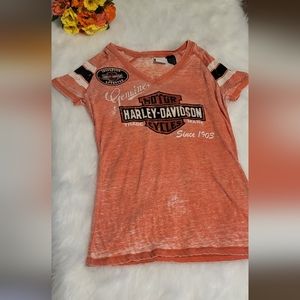 Harley-Davison top size Medium orange with rhinestone